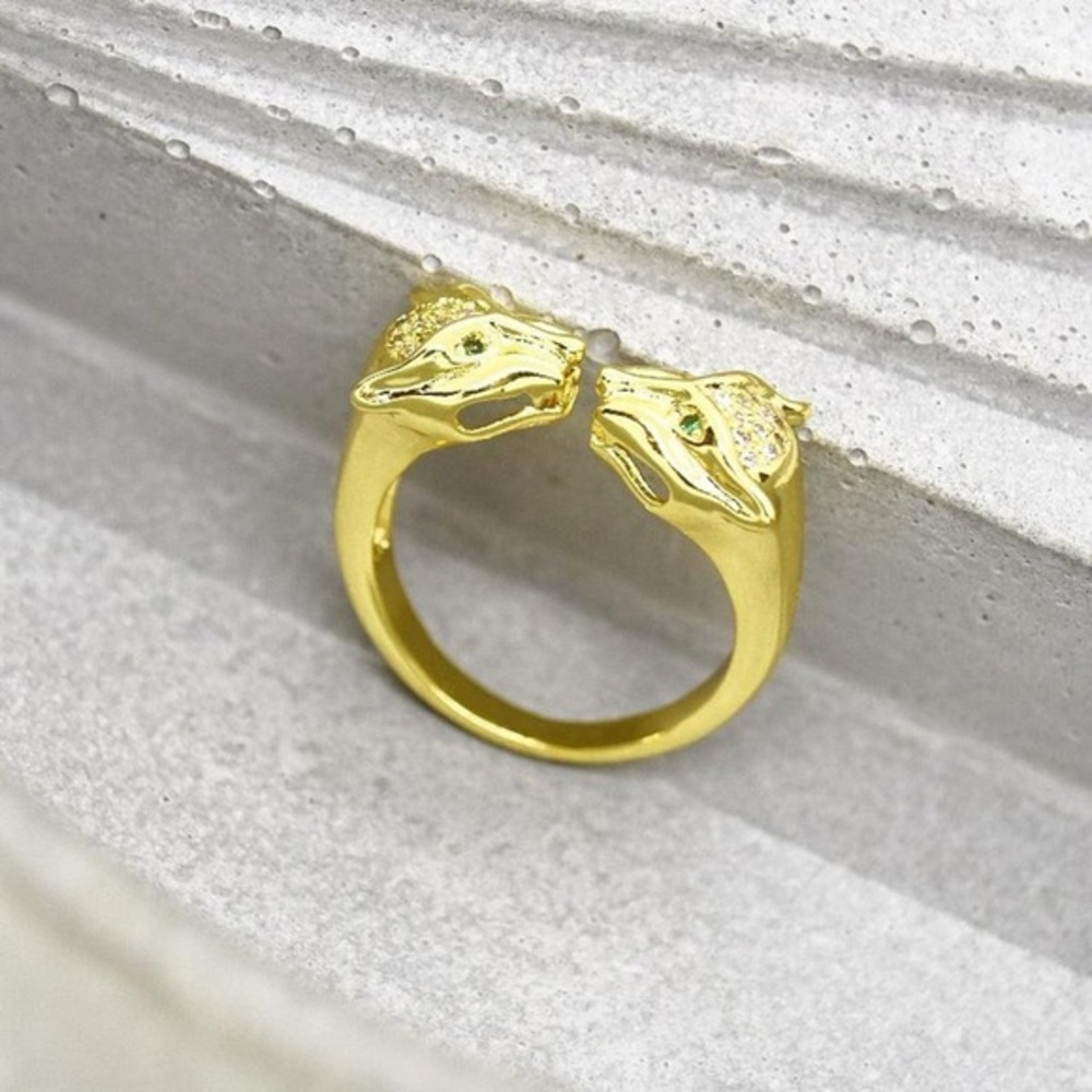 Double Panther Head Ring